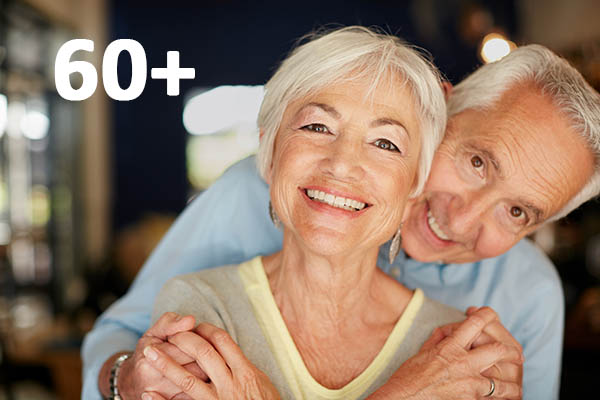 Portrait, old couple and smile in home with hug for retirement,