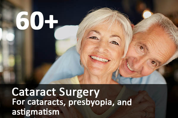 Older couple promoting cataract surgery